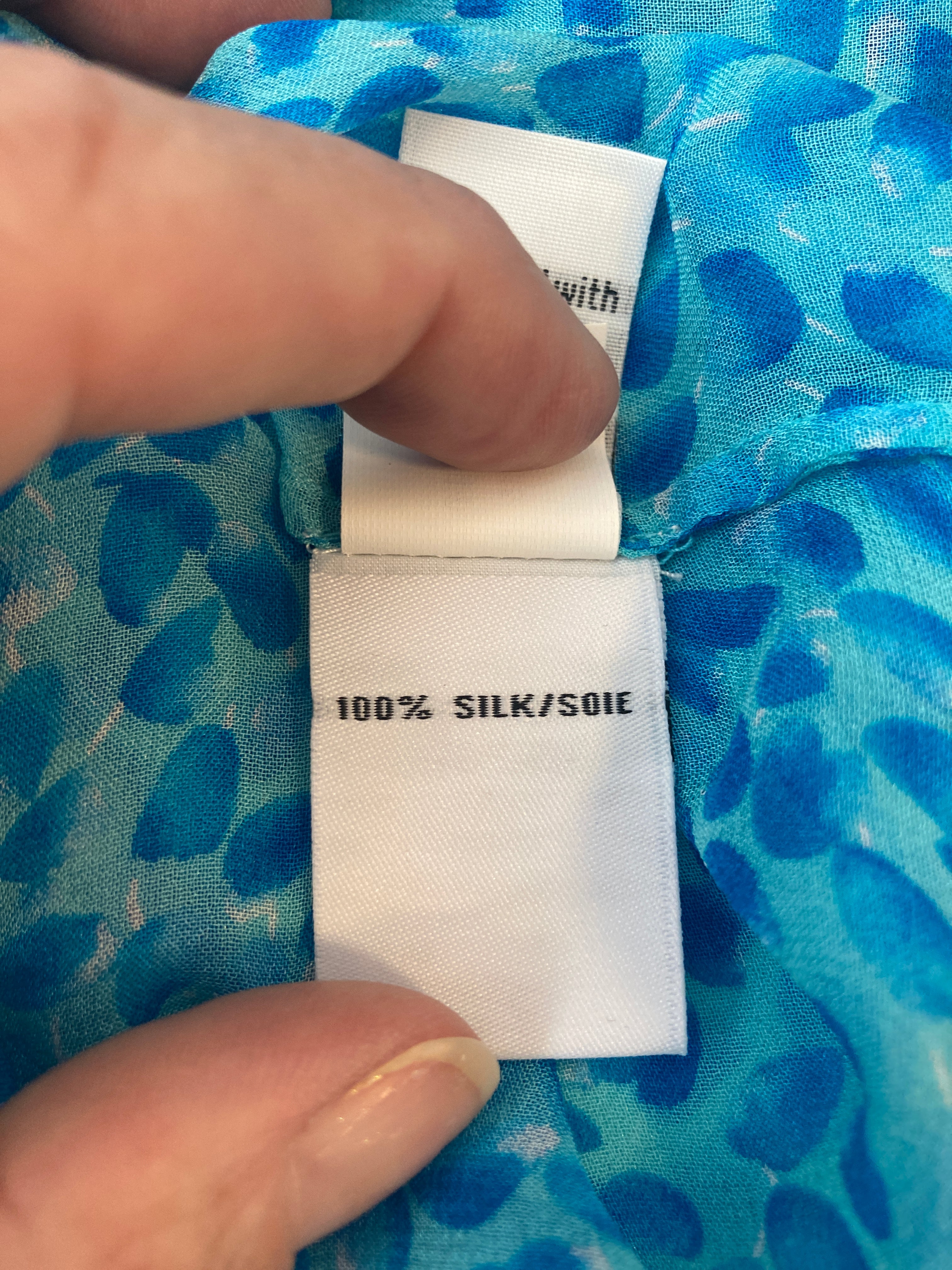 Diane Von Fürstenberg Blue Pattern Silk Shirt, 12