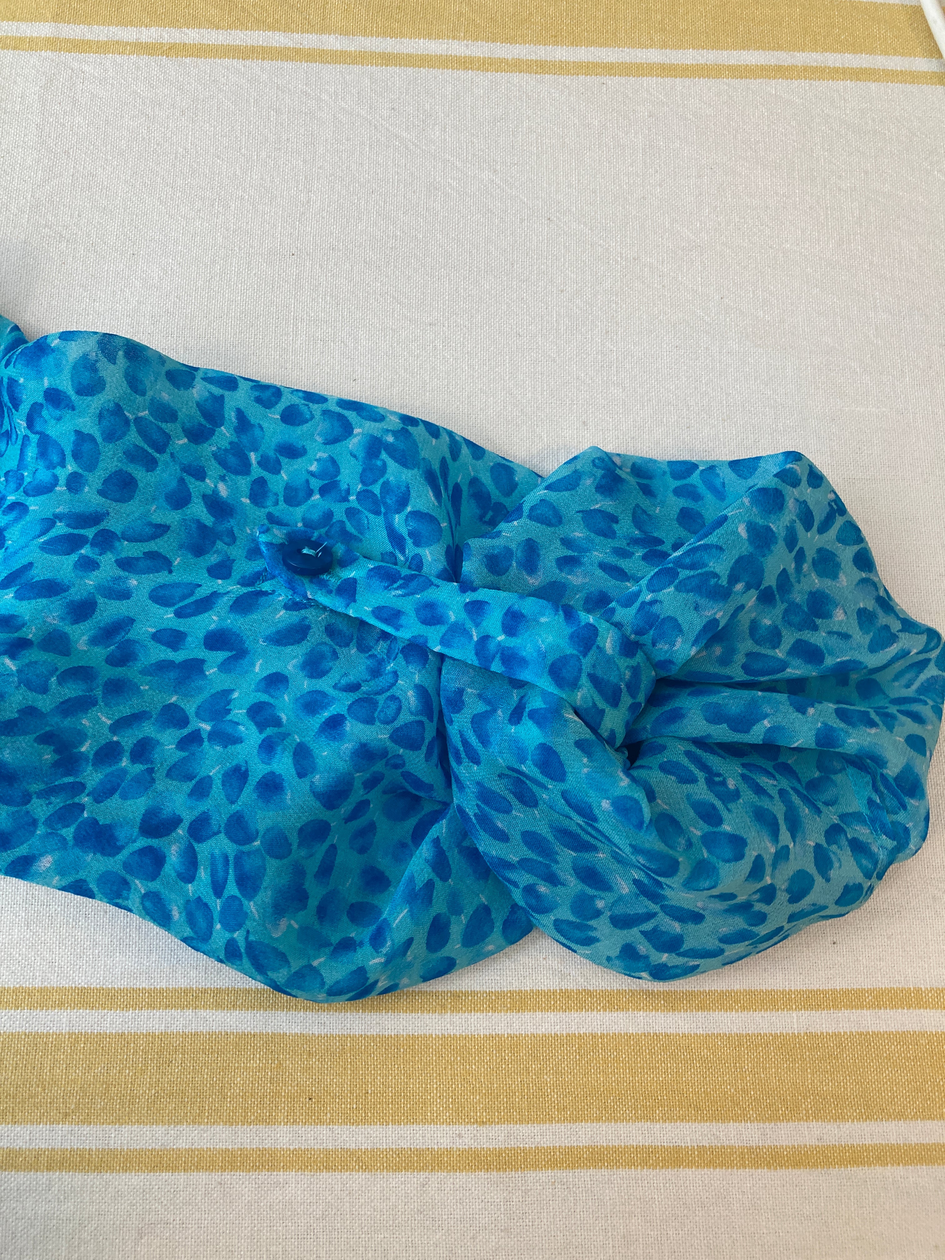 Diane Von Fürstenberg Blue Pattern Silk Shirt, 12