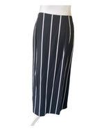 Load image into Gallery viewer, Equipment &quot;Climmie&quot; Draped Twill Black/White/Purple Striped Midi Skirt, M
