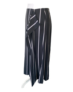 Equipment "Climmie" Draped Twill Black/White/Purple Striped Midi Skirt, M