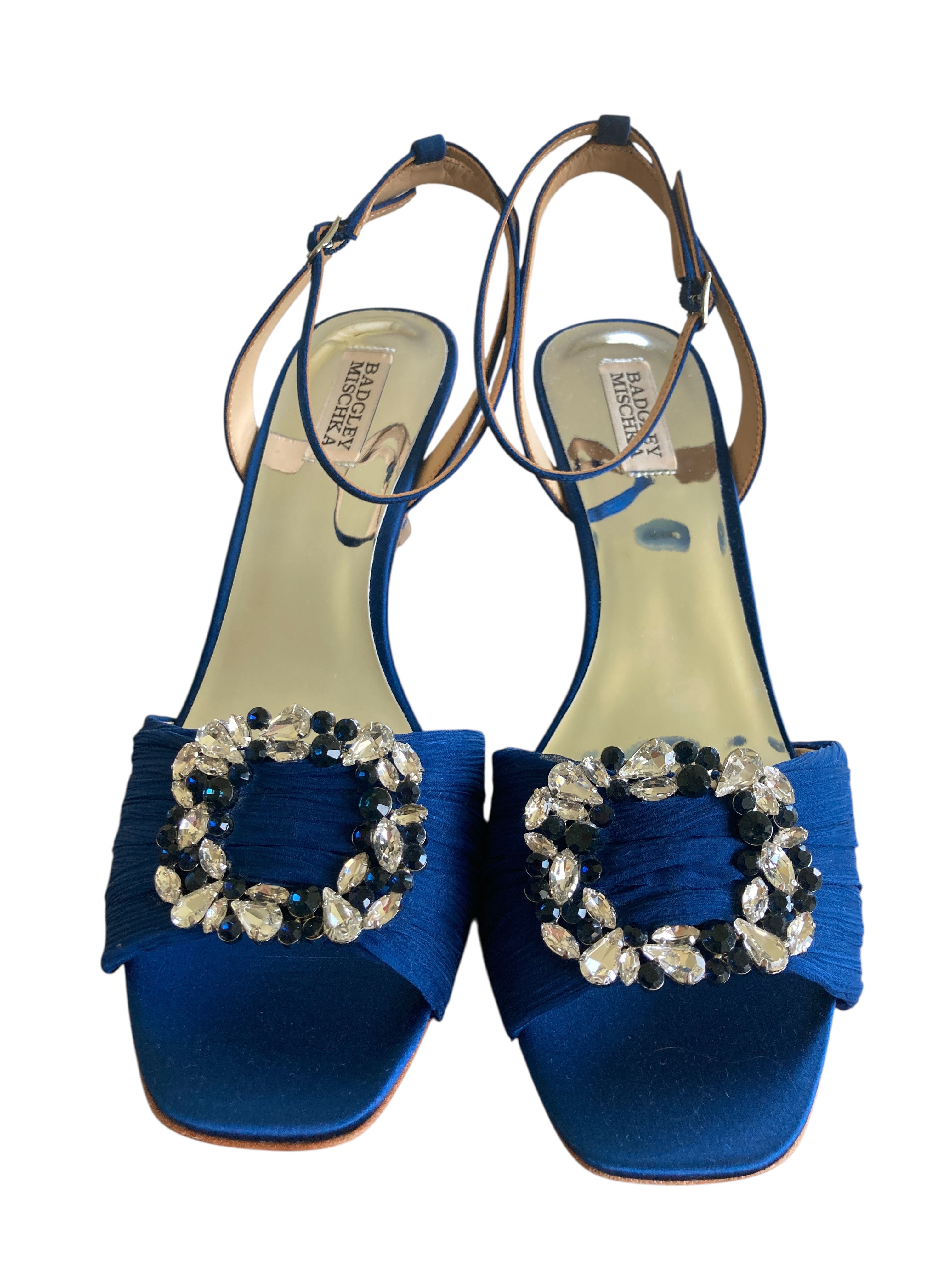 Badgley Mischka Royal Blue Nimah Ankle Strap Peep Toe Sandals, 10