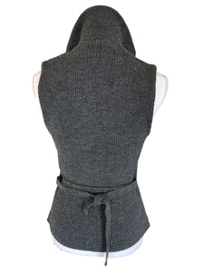 Anna Holtblad Fitted Wool Charcoal Vest with Belt, S