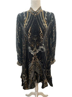 Load image into Gallery viewer, Camilla Chaos in the Cosmos Drop Sleeve Black Shirt Dress, M
