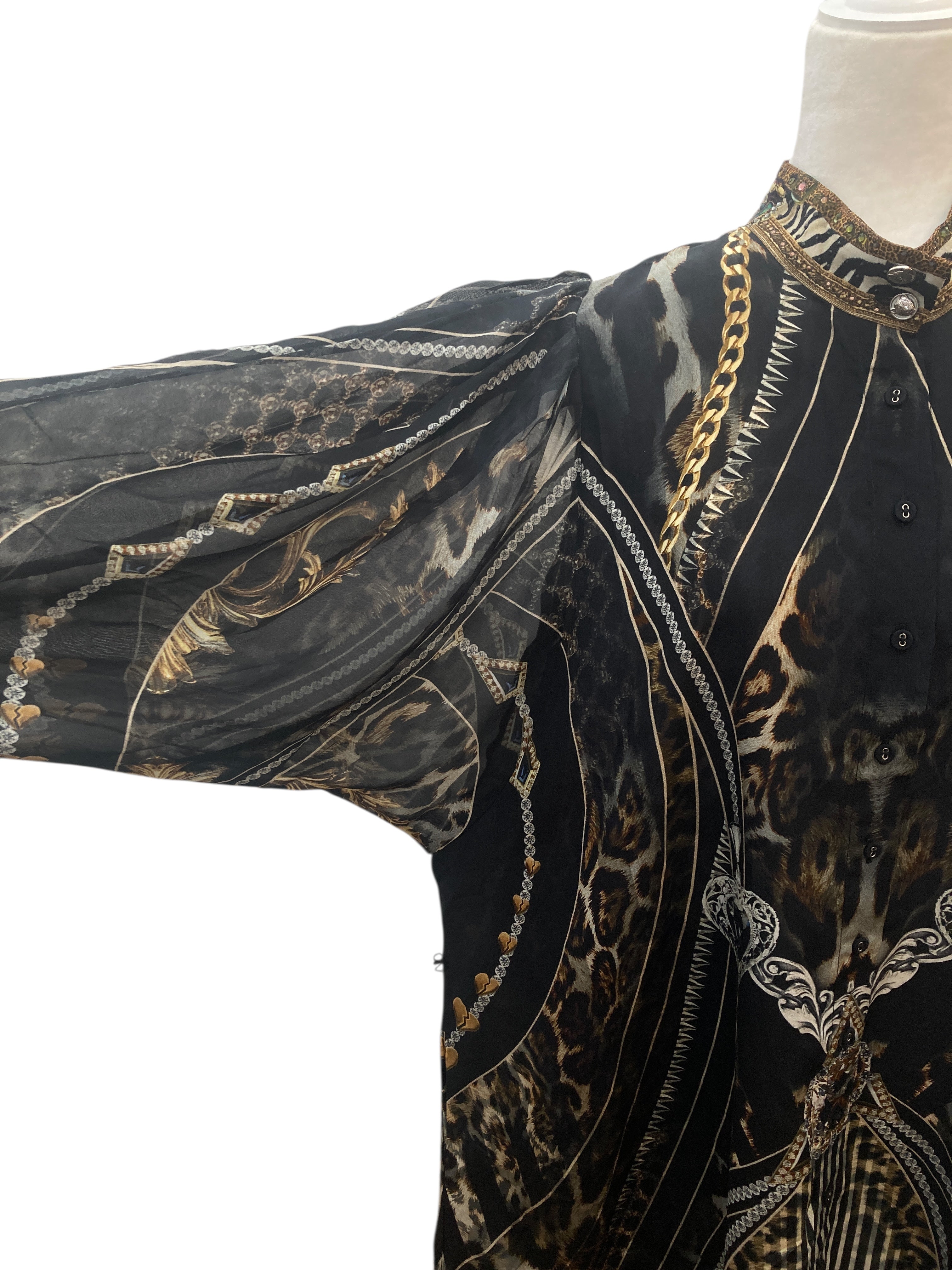 Camilla Chaos in the Cosmos Drop Sleeve Black Shirt Dress, M