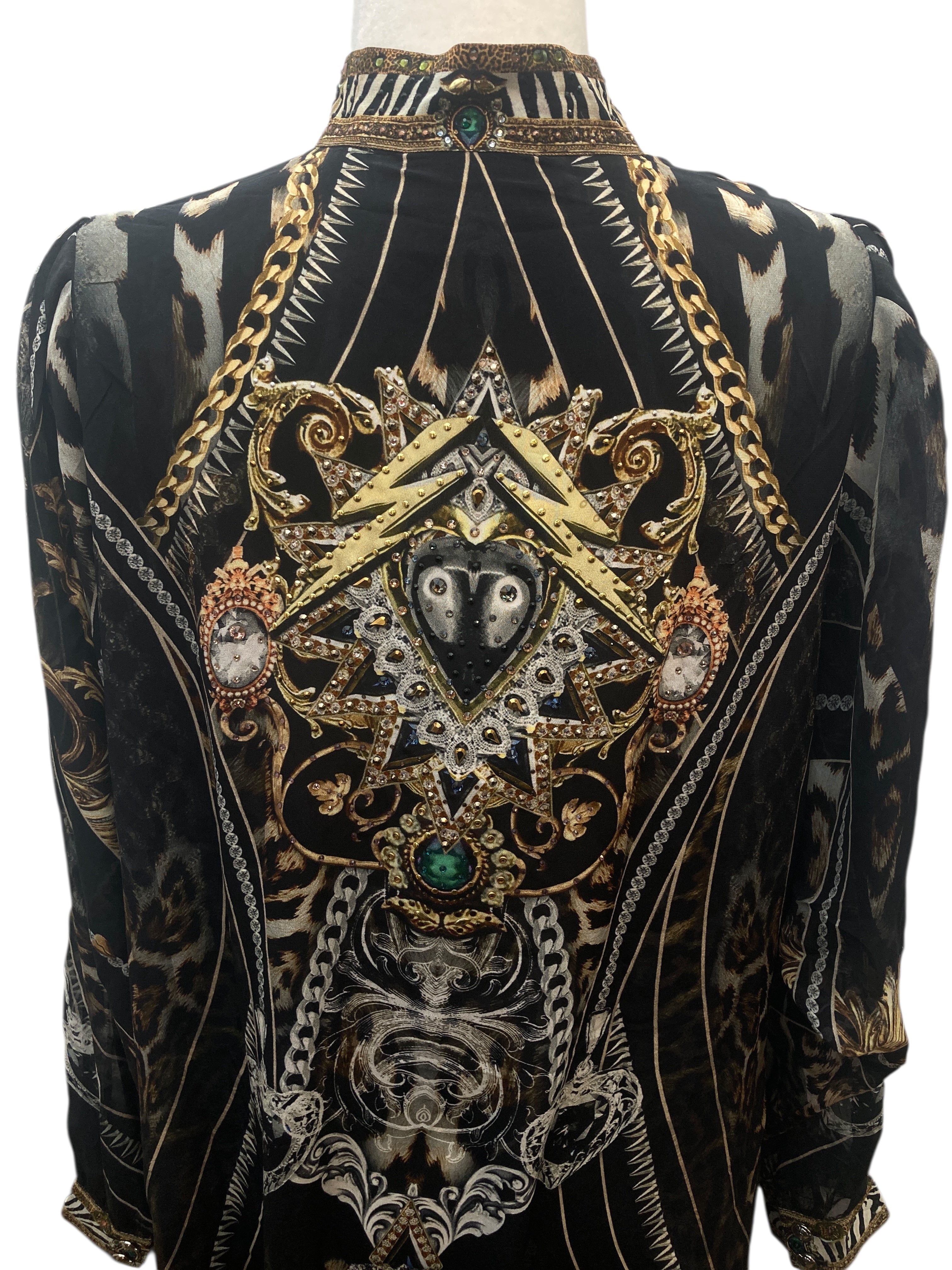 Camilla Chaos in the Cosmos Drop Sleeve Black Shirt Dress, M