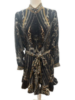 Load image into Gallery viewer, Camilla Chaos in the Cosmos Drop Sleeve Black Shirt Dress, M

