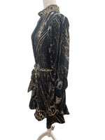 Load image into Gallery viewer, Camilla Chaos in the Cosmos Drop Sleeve Black Shirt Dress, M
