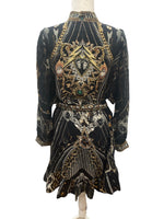 Load image into Gallery viewer, Camilla Chaos in the Cosmos Drop Sleeve Black Shirt Dress, M
