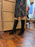 Load image into Gallery viewer, Prada Calzature Donna Ruched Black Suede Boots, 40.5
