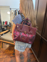 Load image into Gallery viewer, Henri Bendel Maroon Blurred Print Jetsetter Backpack Bag
