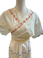 Load image into Gallery viewer, Tory Burch White Tiered Scallop Embroidered Cotton Wrap Maxi Dress, 2
