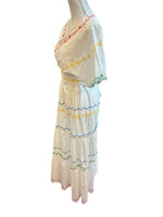 Load image into Gallery viewer, Tory Burch White Tiered Scallop Embroidered Cotton Wrap Maxi Dress, 2
