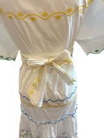 Load image into Gallery viewer, Tory Burch White Tiered Scallop Embroidered Cotton Wrap Maxi Dress, 2
