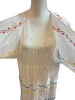 Load image into Gallery viewer, Tory Burch White Tiered Scallop Embroidered Cotton Wrap Maxi Dress, 2
