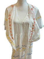 Load image into Gallery viewer, Tory Burch White Tiered Scallop Embroidered Cotton Wrap Maxi Dress, 2

