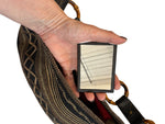 Load image into Gallery viewer, Eric Javits Squishee Mixed Braid Black and Gold Bag with Bamboo, Tassel, and Mirror
