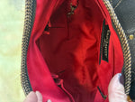 Load image into Gallery viewer, Eric Javits Squishee Mixed Braid Black and Gold Bag with Bamboo, Tassel, and Mirror
