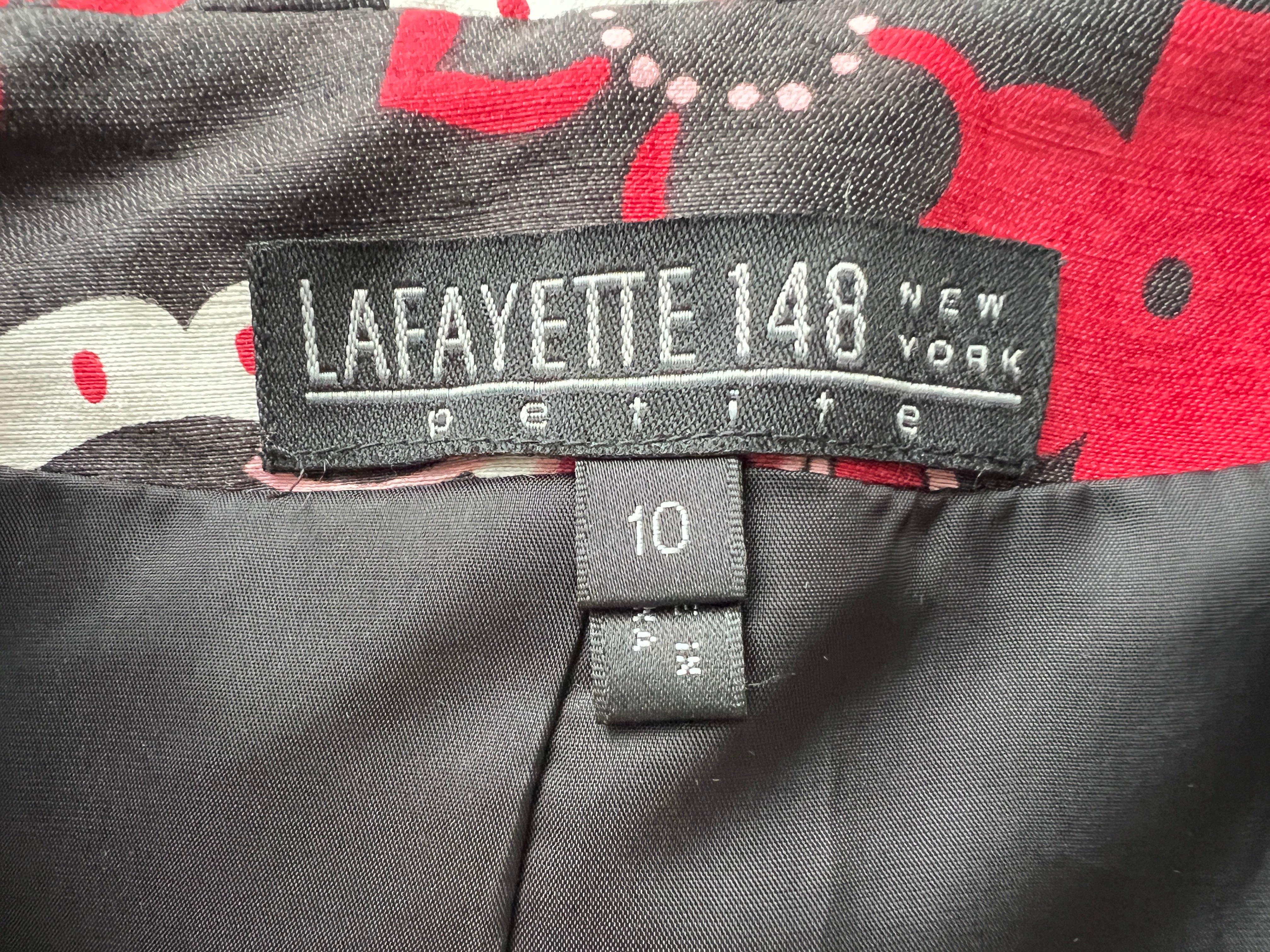 Lafayette 148 Linen/Silk Black and Red Jacket, 10 Petite