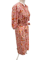 Load image into Gallery viewer, Printfresh Soft Rose Artifact Smocked Maxi Dress in Indian Bloom with Belt, XS
