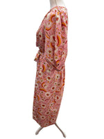 Load image into Gallery viewer, Printfresh Soft Rose Artifact Smocked Maxi Dress in Indian Bloom with Belt, XS
