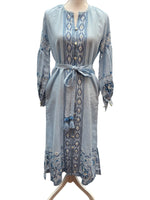Load image into Gallery viewer, Bella tu Giselle Blue Linen Kaftan with Tags, XS
