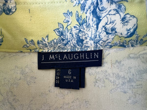J. McLaughlin Vintage Blue Toile Pattern Sleeveless Top, 6
