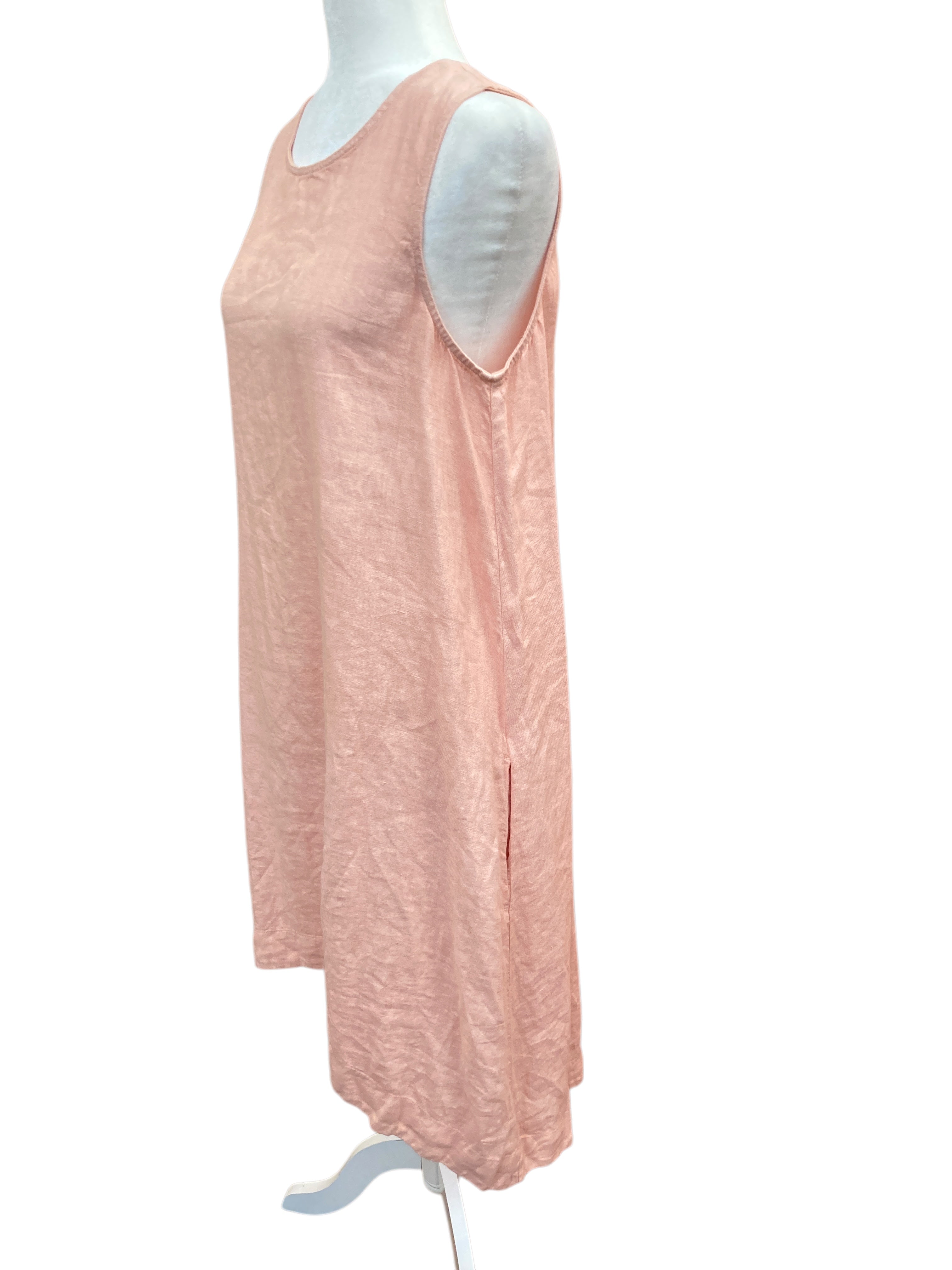 Magic Linen Light Coral Dress with Pockets, M Magic Linen Light Coral Dress with Pockets, M