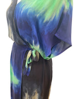 Load image into Gallery viewer, Raquel Allegra Green, Black and Blue Wrap Dress, M
