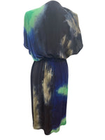 Load image into Gallery viewer, Raquel Allegra Green, Black and Blue Wrap Dress, M
