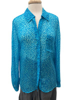 Load image into Gallery viewer, Diane Von Fürstenberg Blue Pattern Silk Shirt, 12
