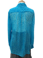 Load image into Gallery viewer, Diane Von Fürstenberg Blue Pattern Silk Shirt, 12
