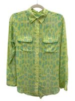 Load image into Gallery viewer, Equipment Snakeskin Chartreuse &amp; Green  Silk Shirt, S/P
