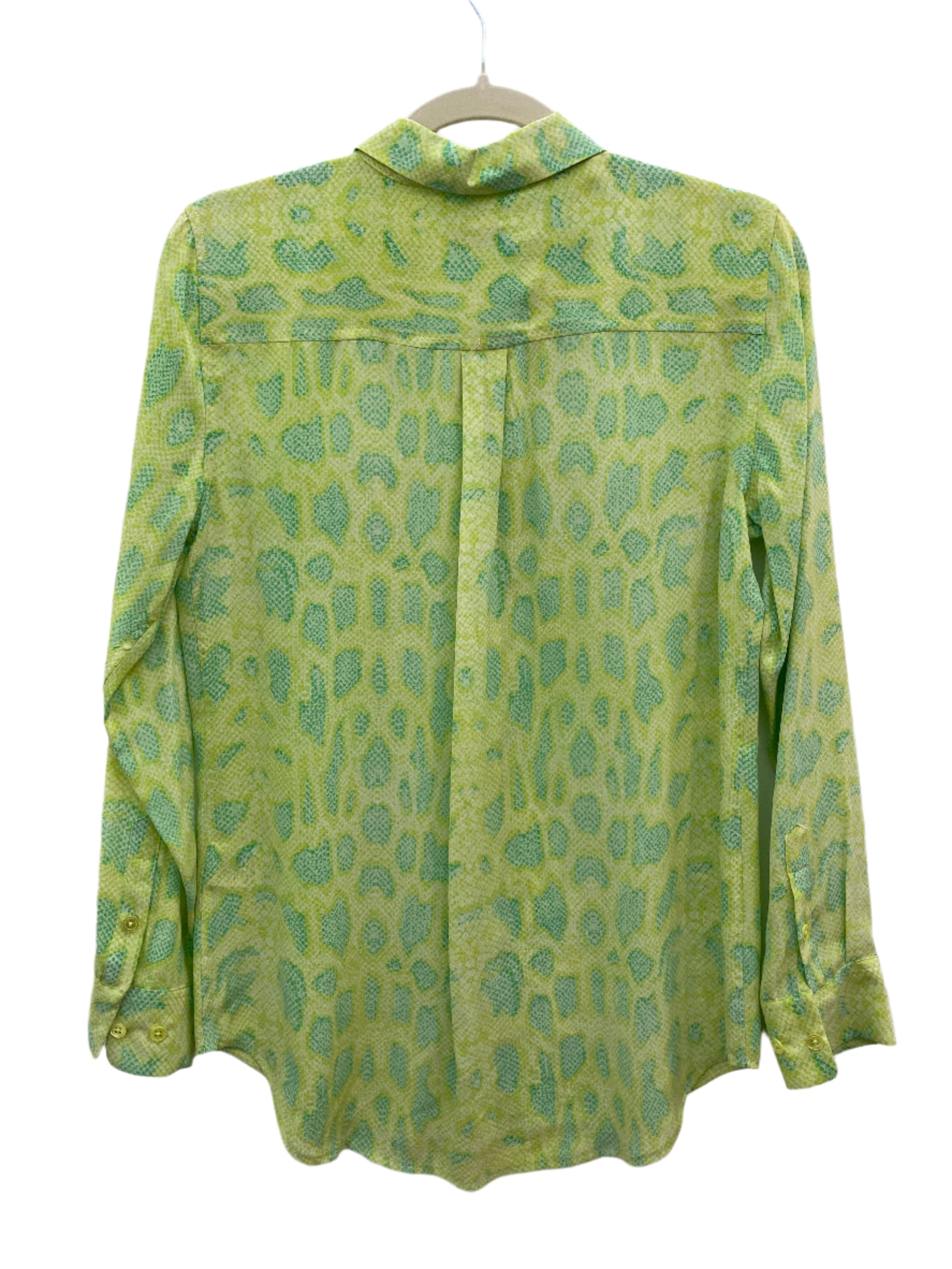 Equipment Snakeskin Chartreuse & Green  Silk Shirt, S/P