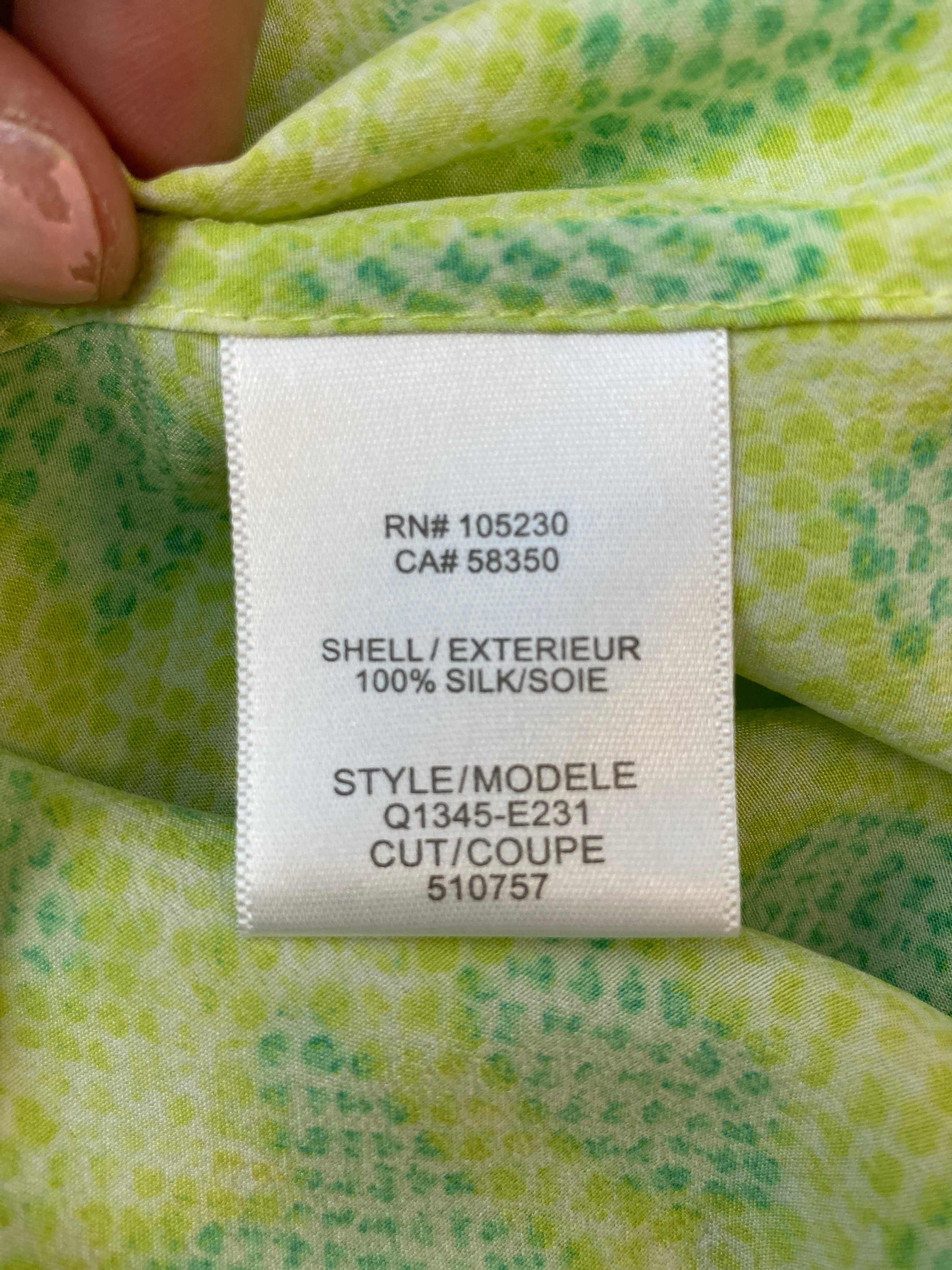 Equipment Snakeskin Chartreuse & Green  Silk Shirt, S/P