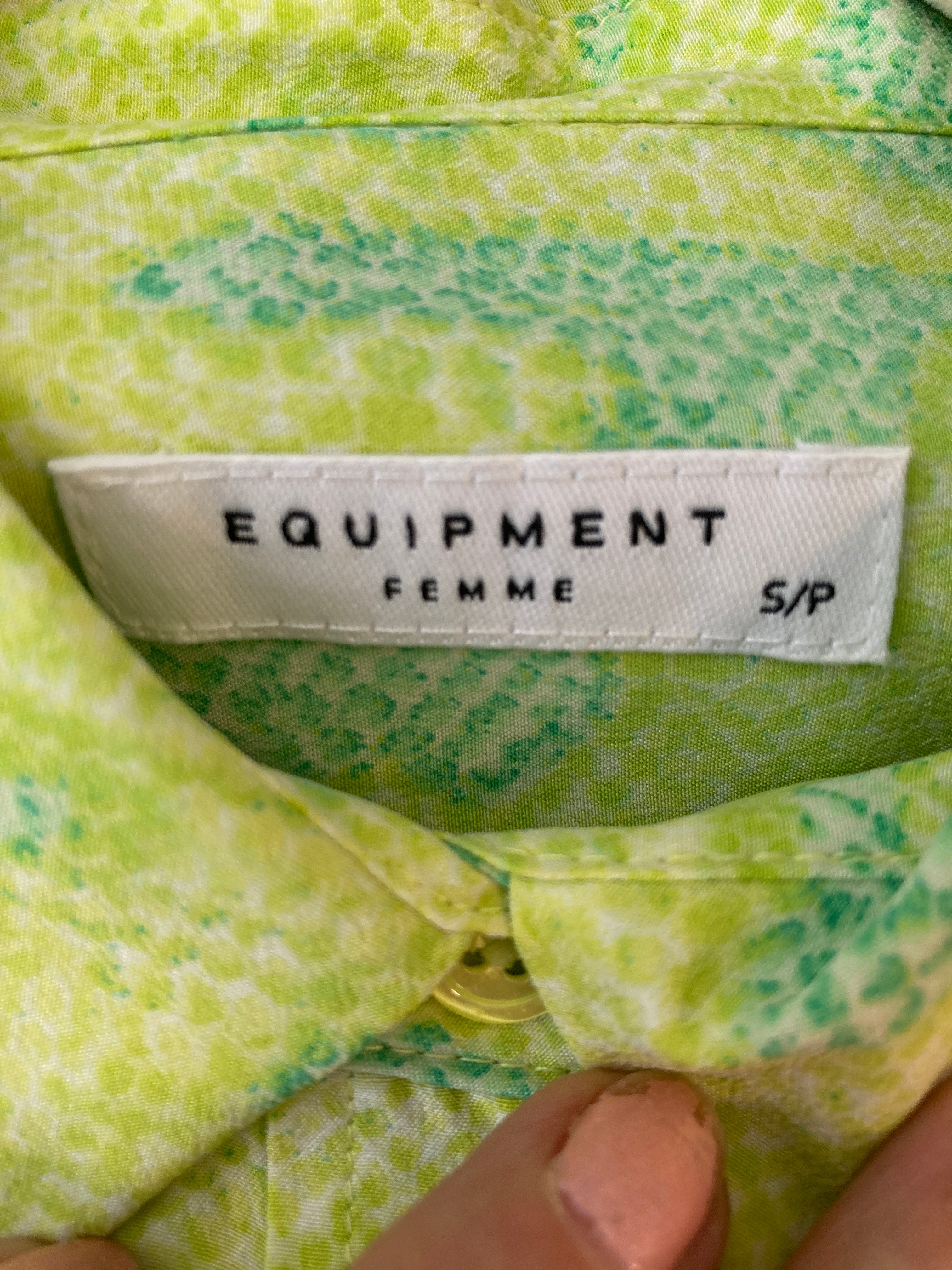 Equipment Snakeskin Chartreuse & Green  Silk Shirt, S/P
