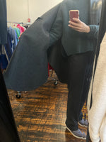 Load image into Gallery viewer, Celine Black Leather and Charcoal Wool Cape, one size
