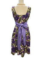Load image into Gallery viewer, Vintage 1950's Purple Floral Cotton Waffle Dress, M
