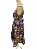 Load image into Gallery viewer, Vintage 1950's Purple Floral Cotton Waffle Dress, M
