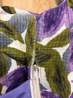 Load image into Gallery viewer, Vintage 1950's Purple Floral Cotton Waffle Dress, M
