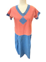Load image into Gallery viewer, Vintage 1950's Blue and Pink Casual Dress and Jacket, M
