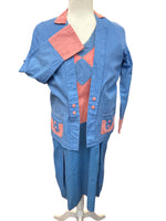 Load image into Gallery viewer, Vintage 1950's Blue and Pink Casual Dress and Jacket, M
