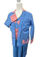 Load image into Gallery viewer, Vintage 1950's Blue and Pink Casual Dress and Jacket, M
