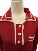 Load image into Gallery viewer, Tuckernuck "Chili Oil" Red Knit Dress with Ivory Trim With Tags, L
