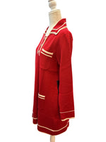 Load image into Gallery viewer, Tuckernuck "Chili Oil" Red Knit Dress with Ivory Trim With Tags, L
