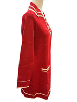 Load image into Gallery viewer, Tuckernuck "Chili Oil" Red Knit Dress with Ivory Trim With Tags, L
