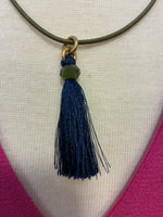 Load image into Gallery viewer, India Hicks Waxed Cord in Army Bracelet/Necklace with Tassel
