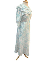 Load image into Gallery viewer, India Amory Blue and White Maxi Cotton Ruffle Collar Dress, L
