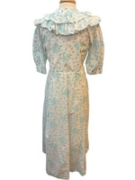 Load image into Gallery viewer, India Amory Blue and White Maxi Cotton Ruffle Collar Dress, L
