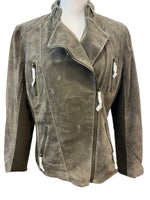 Load image into Gallery viewer, Neiman Marcus Green Suede Moto Jacket, XL
