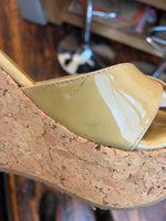 Load image into Gallery viewer, Jimmy Choo Neutral Patent Leather Cork Platform Sandals, 40
